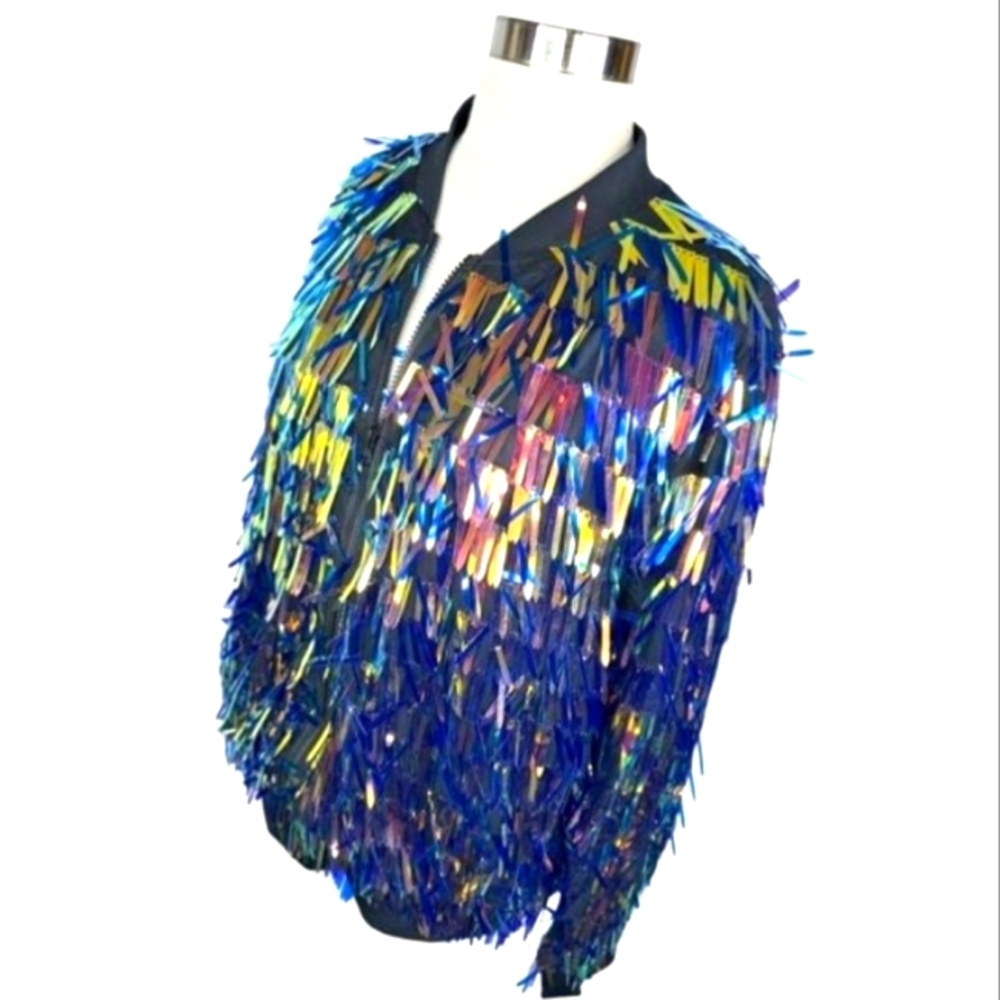 🔥Mega Wear Inc. 3D Sequined Tassel Bomber Jacket🔥 - Picture 3 of 8